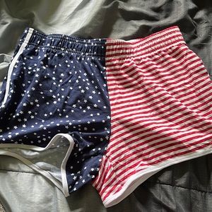 BCG medium shorts, half red and white stripes half blue with stars